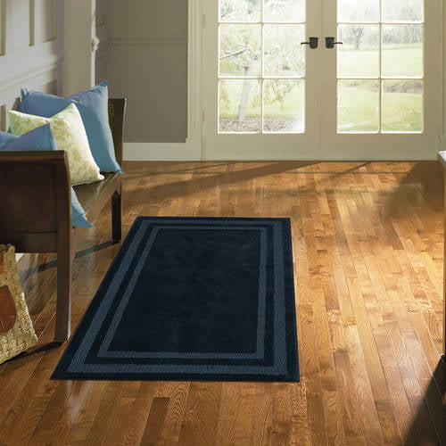 Smart Strand® Solid Rug 20" x 60" Blue Hight Quality Rug NON SLIP Spot Clean